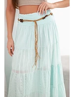 Dámská maxi bavlněná sukně s ažurovým model 22048769 a elastickým pasem mátová - K-Fashion