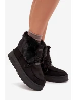 Dámské Sněhule Na Platformě S Kožešinou A Šněrováním Big Star model 21705911 Černé - Big Star Shoes Dámské Sněhule Na Platformě S Kožešinou A Šněrováním Big Star model 21705911 Černé - Big Star Shoes