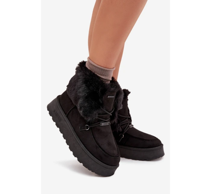 Dámské Sněhule Na Platformě S Kožešinou A Šněrováním Big Star model 21705911 Černé - Big Star Shoes Dámské Sněhule Na Platformě S Kožešinou A Šněrováním Big Star model 21705911 Černé - Big Star Shoes