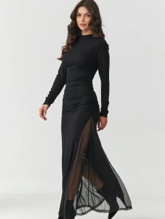 Dámské společenské dlouhé šaty M902 Černá - Makadamia