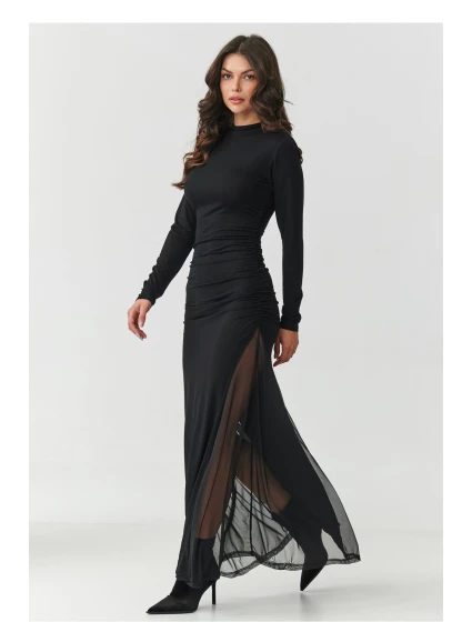 Dámské společenské dlouhé šaty M902 Černá - Makadamia