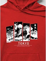 Pánská mikina s kapucí a potiskem TOKYO, červená, FashionStreet NX5146BX