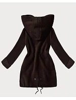 Vlněná bunda typu alpaka v čokoládové barvě s kapucí model 21482441 - MHM Vlněná bunda typu alpaka v čokoládové barvě s kapucí model 21482441 - MHM