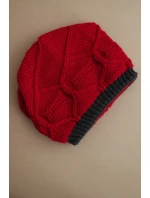 Dámská zimní čepice z vlny s propleteným vzorem K443 červená Dámská zimní čepice z vlny s propleteným vzorem K443 červená