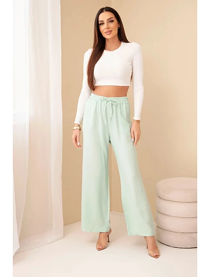 Kalhoty z viskózy se širokou nohavicí model 22110071 - K-Fashion Kalhoty z viskózy se širokou nohavicí model 22110071 - K-Fashion
