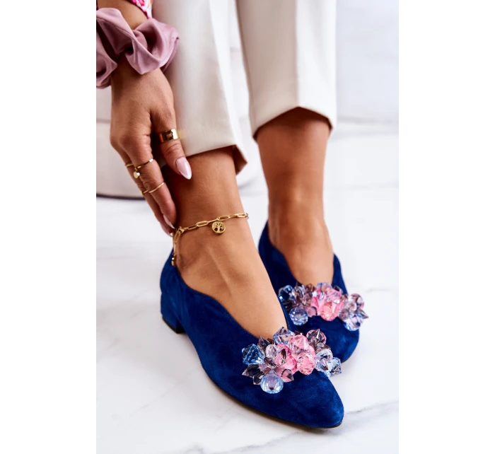 Elegantní Semišové Boty S Dekorací námořnická modrá model 21581728 - Boto