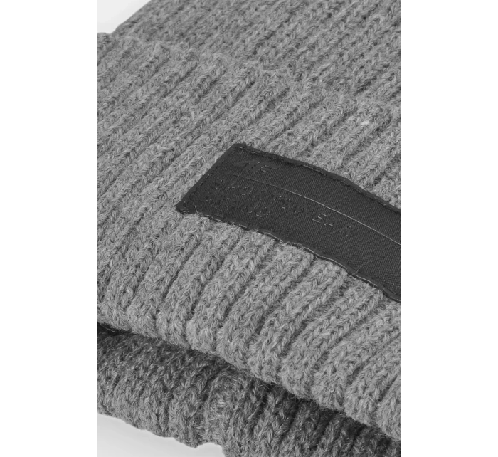 Zimní pánská teplá čepice model 21645373 šedá - 4F Zimní pánská teplá čepice model 21645373 šedá - 4F