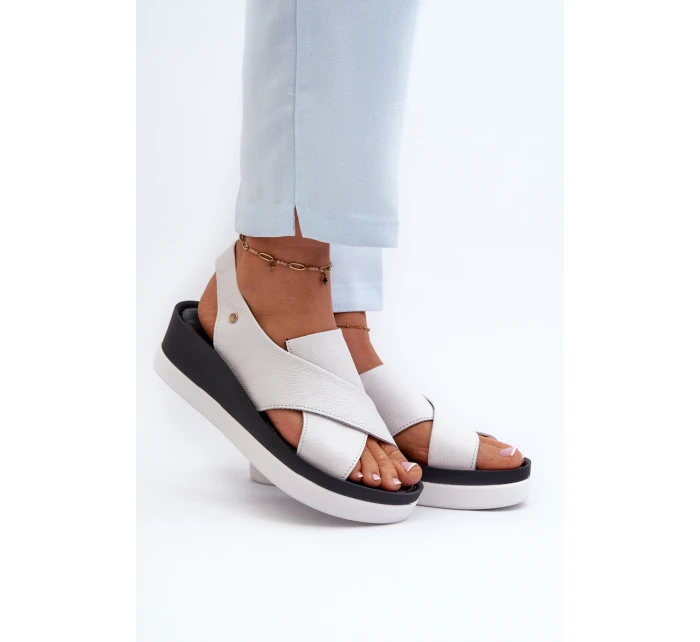 Zazoo 40256 Kožené Sandály Na Klinu Bílé