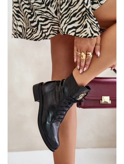 Lakované Boty Worker S Zlatým Detalem Na Černé model 21672971 - Zazoo