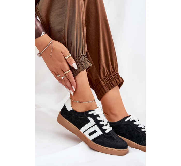 Tenisky Sportovní Obuv Semišová model 21690666 Černé - VINCEZA Tenisky Sportovní Obuv Semišová model 21690666 Černé - VINCEZA