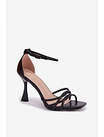 Dámské sandály na podpatku se třpytkami Černé Redira