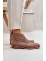 Dámské Kotníkové Boty Na Plochém Podpatku Ažurové Hnědé S.Barski Dámské Kotníkové Boty Na Plochém Podpatku Ažurové Hnědé S.Barski