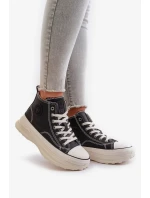 Dámské Tenisky Na Platformě Eko Kožené Big Star Černé Dámské Tenisky Na Platformě Eko Kožené Big Star Černé