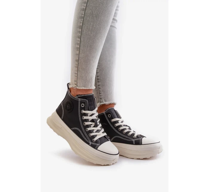 Dámské Tenisky Na Platformě Eko Kožené Big Star Černé Dámské Tenisky Na Platformě Eko Kožené Big Star Černé