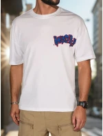 Pánské bílé tričko s potiskem FashionStreet RX5644 Pánské bílé tričko s potiskem FashionStreet RX5644