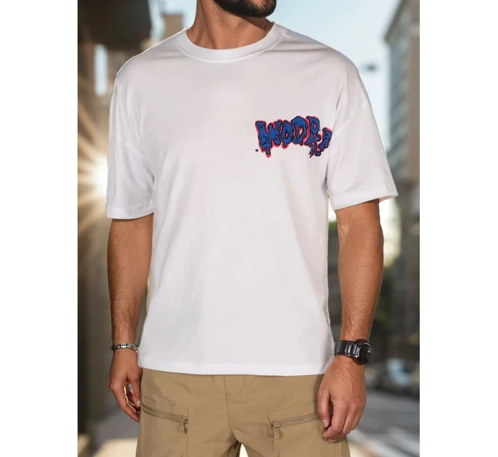 Pánské bílé tričko s potiskem FashionStreet RX5644 Pánské bílé tričko s potiskem FashionStreet RX5644