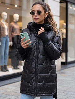 Dámská prošívaná přechodová bunda s kapucí, černá, FashionStreet TY5787