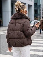 Dámská zimní prošívaná bunda s kožešinou, hnědá, FashionStreet TY5819 Dámská zimní prošívaná bunda s kožešinou, hnědá, FashionStreet TY5819