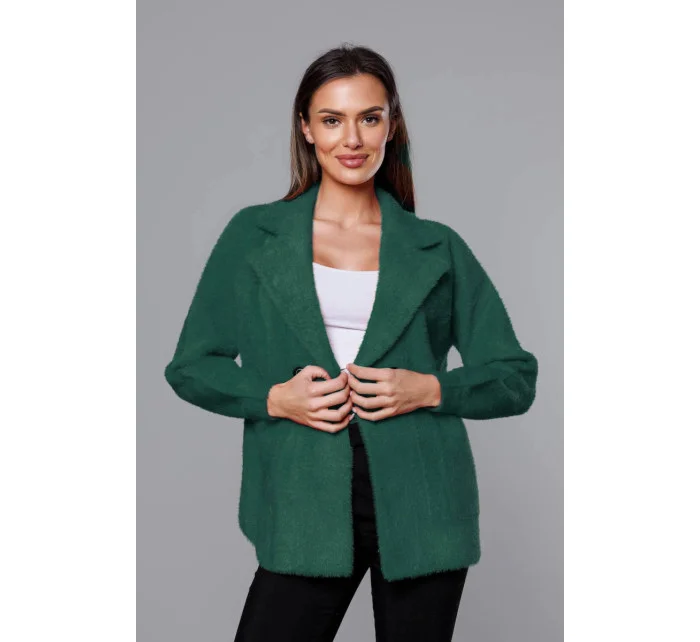 Tmavě zelený krátký přehoz přes oblečení typu alpaka model 18059119 - MADE IN ITALY