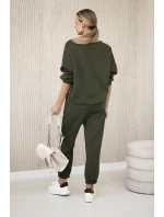 Komplet teplákové + kalhoty máslová látka khaki Komplet teplákové + kalhoty máslová látka khaki