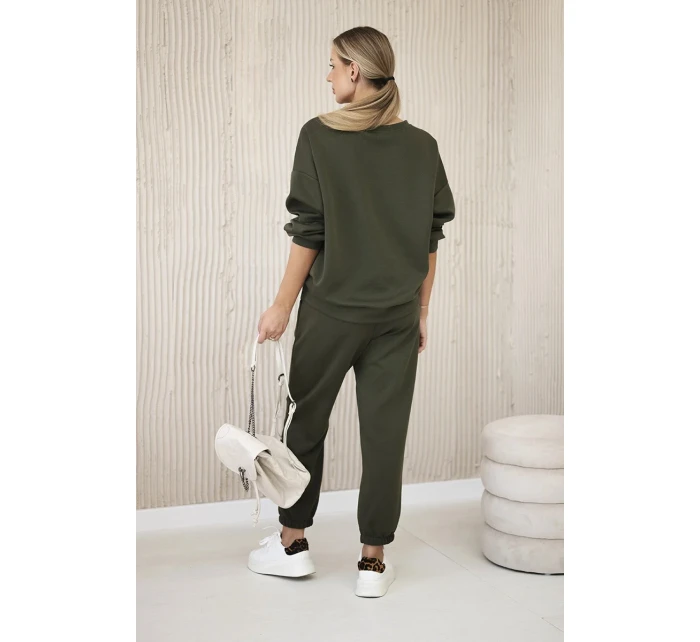 Komplet teplákové + kalhoty máslová látka khaki Komplet teplákové + kalhoty máslová látka khaki
