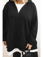 Dámská mikina s kapucí a model 21480755 výstřihem Plus Size černá - K-Fashion