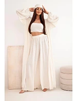 Dámský viskózový 4dílný komplet v boho stylu světle béžový