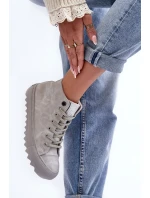 Dámské Tenisky Big Star Vysoké Zateplené Šedé GG274070 Dámské Tenisky Big Star Vysoké Zateplené Šedé GG274070