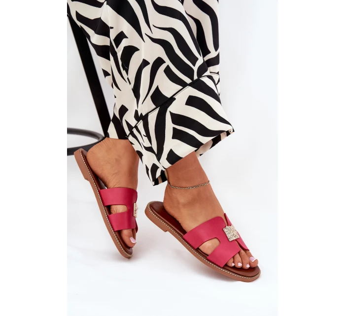 Ploché Pantofle S Výřezy A Dekorací Fuchsie Bohalis Ploché Pantofle S Výřezy A Dekorací Fuchsie Bohalis