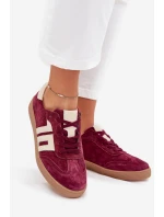 Dámské semišové sneakersy model 21704973 bordové - VINCEZA