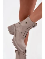 Kožené Workery Dámské Na S  Béžové model 21728563 - Artiker