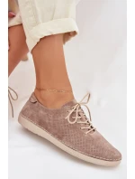 Dámské polobotky z přírodního semiše S.Barski LR61-7080 tmavě béžové