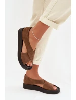 Dámské sandály Zazoo 3196 z přírodního semiše světle hnědé