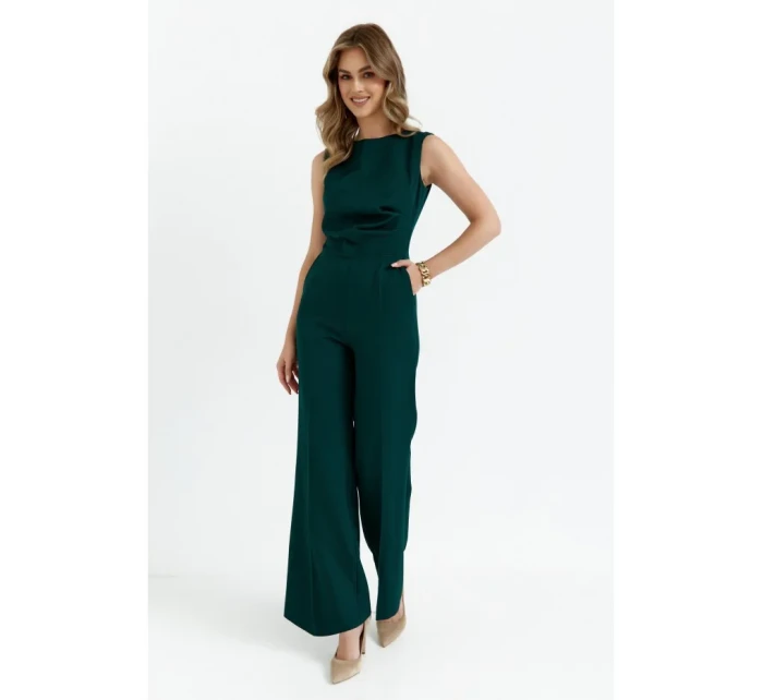 model 20589638 Kombinéza se širokými nohavicemi lahvově zelená - STYLOVE model 20589638 Kombinéza se širokými nohavicemi lahvově zelená - STYLOVE