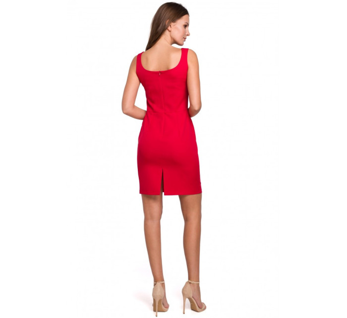 K022 Mini šaty se čtvercovým výstřihem - červené