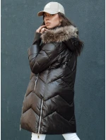 Dámská prošívaná zimní bunda z umělé kožešiny s kapucí LAGOON hnědá FashionStreet TY4500