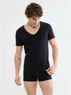 Pánské tričko SLG Base V Neck Shirt černé Black - SLOGGI