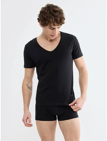 Pánské tričko SLG Base V Neck Shirt černé Black - SLOGGI