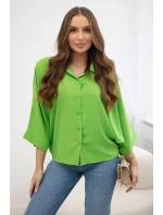 Oversized halenka se zapínáním na knoflíky jasně zelená