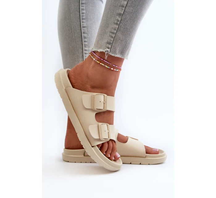 Lehké Pěnové Dámské Žabky S Big Star Béžové model 21660703 - Big Star Shoes Lehké Pěnové Dámské Žabky S Big Star Béžové model 21660703 - Big Star Shoes