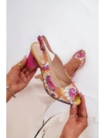 Kožené Vzorované Sandály Dámské Na Podpatku D&A CR51-006 Multikolor