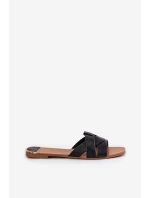 Ploché Dámské Pantofle S Proplétajícími Se Pásky Černé Selaenor Ploché Dámské Pantofle S Proplétajícími Se Pásky Černé Selaenor