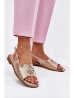 Dámské Sandály Na Podpatku S Ozdobou Růžové Zlato model 21698220 - S.Barski Dámské Sandály Na Podpatku S Ozdobou Růžové Zlato model 21698220 - S.Barski