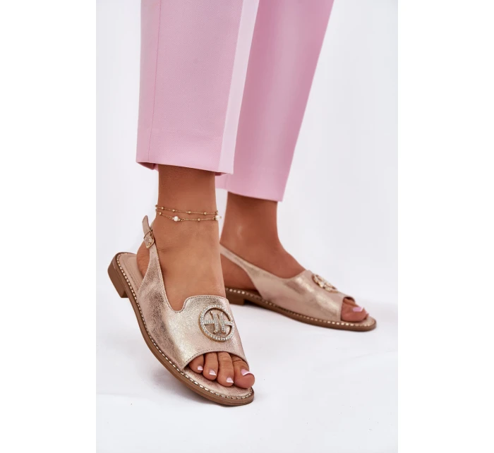 Dámské Sandály Na Podpatku S Ozdobou Růžové Zlato model 21698220 - S.Barski Dámské Sandály Na Podpatku S Ozdobou Růžové Zlato model 21698220 - S.Barski