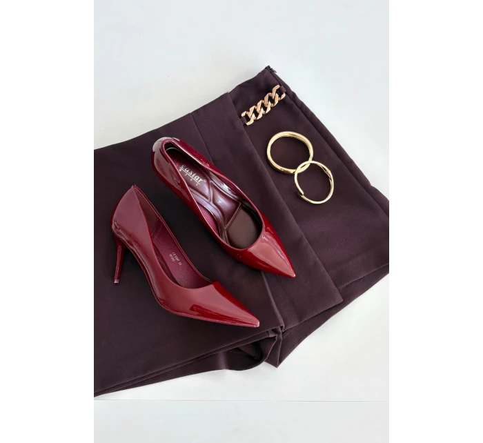 Lakované ekokůže dámské lodičky s  bordó model 21711357 - Boto