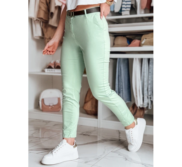 Dámské kalhoty slim fit s páskem LINESKA mint FashionStreet UY2574