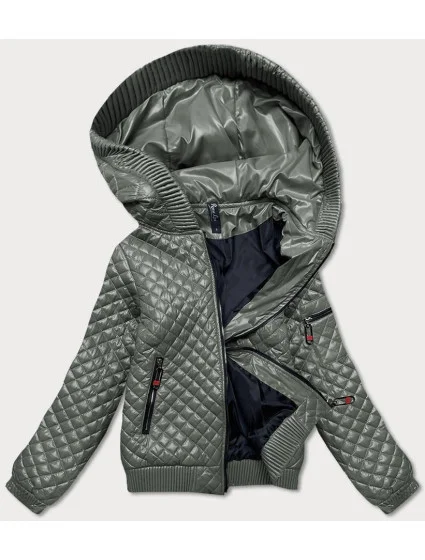 Krátká prošívaná bunda v khaki barvě se stahovacími lemy model 17099478 - ROSSE LINE