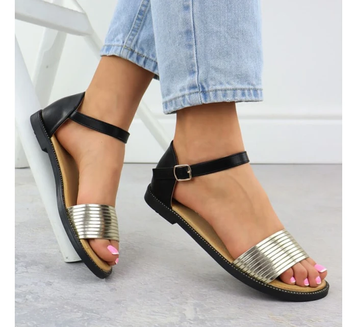 Dámské černo-zlaté sandály Filippo DS6917 Dámské černo-zlaté sandály Filippo DS6917