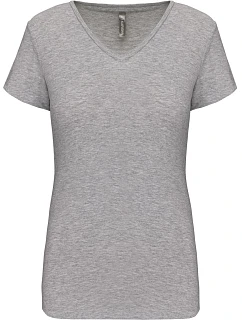 Kariban K 3015 Dámské elastické tričko s výstřihem do V 20.3015 light grey heather