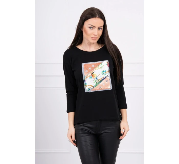 Halenka s 3D grafikou ptáka černá Halenka s 3D grafikou ptáka černá